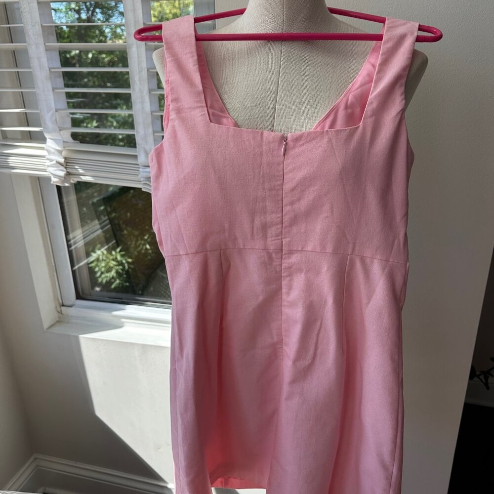 Commense Pink Mini Dress with Gold Star Buttons - Picture 2 of 5